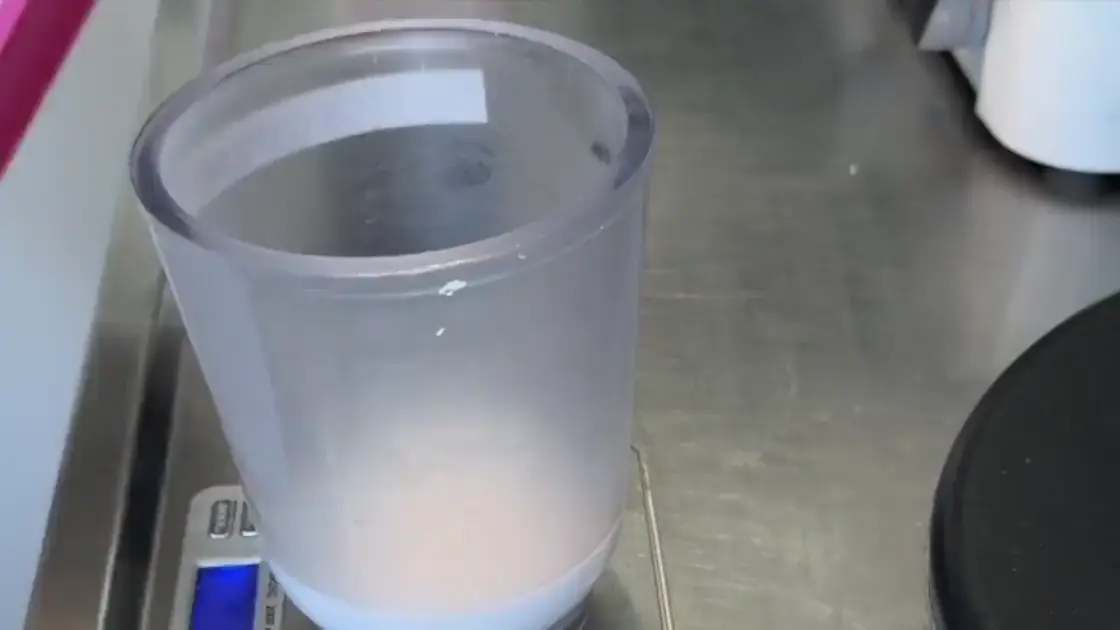 Duplication silicone mixed in a measuring cup